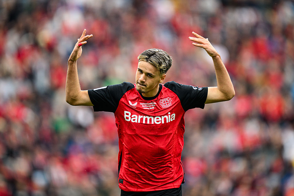 LEVERKUSEN, GERMANY - MAY 18: Kerim-Sam Alajbegovic from Bayer 04 Leverkusen during the U19 Bundesliga Final between Bayer 04 Leverkusen and 1. FC Köln at BayArena on May 18, 2025 in Leverkusen, Germany. (Photo by Jörg Schüler/Bayer 04 Leverkusen via Getty Images)
