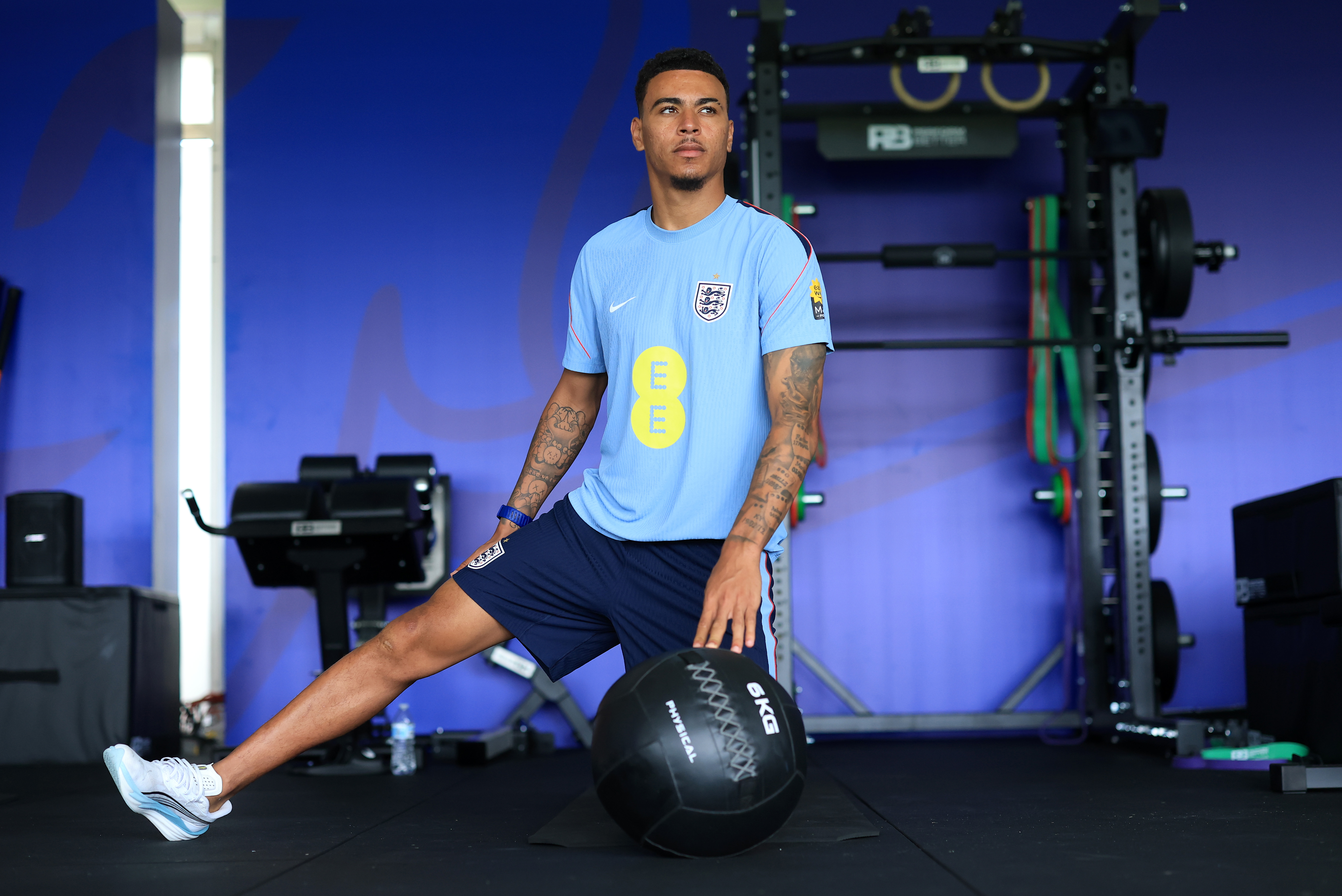 WEST PALM BEACH, FLORIDA - JUNE 04: Morgan Rogers of England works out in the gym on June 04, 2026 in West Palm Beach, Florida. (Photo by Eddie Keogh - The FA/The FA via Getty Images)
