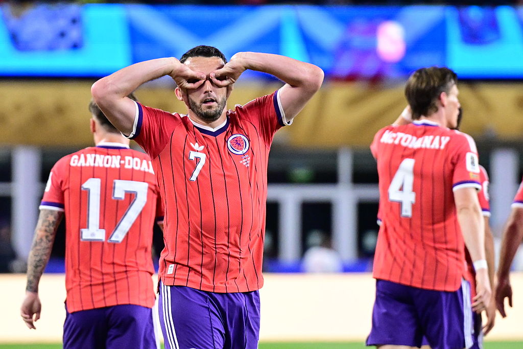 FOXBOROUGH, UNITED STATES - JUNE 13: John McGinn (7) of Scotland celebrates after scoring a goal during the 2026 FIFA World Cup First Stage Group C match between Haiti and Scotland at Gillette Stadium (Boston Stadium) in Foxborough, Massachusetts, United States on June 13, 2026. (Photo by Abdulhamid Hosbas/Anadolu via Getty Images)
