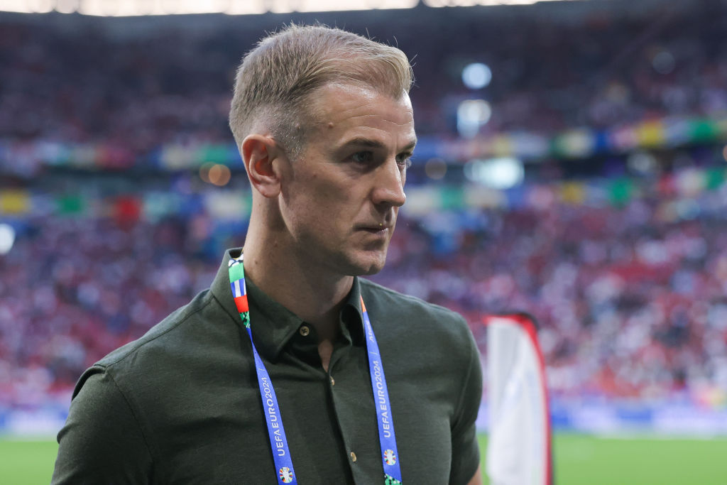 Pundit Joe Hart looks on during the UEFA EURO 2024 group stage match between Serbia and England at Arena AufSchalke on June 16, 2024 in Gelsenkirchen, Germany. (Photo by James Gill - Danehouse/Getty Images)